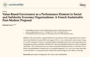 La gouvernance par les valeurs comme élément de performance dans les organisations de l'économie sociale et solidaire : une proposition française postmoderne durable